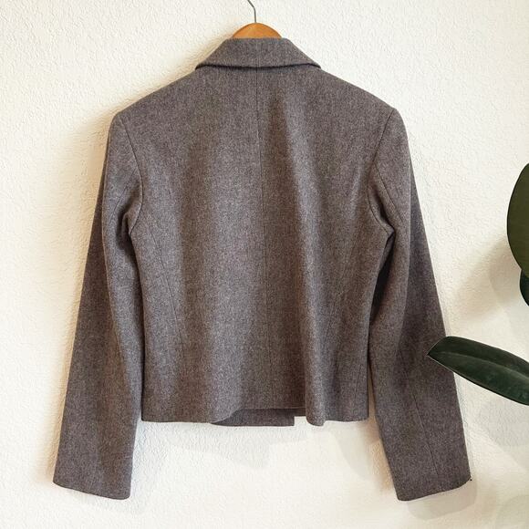 J Crew Women 100% Wool Double Breasted Blazer Jacket Size 4 Gray Preppy Academia - Picture 4 of 8